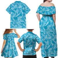 Tahiti Ninamu Tiare Floral Family Matching Off Shoulder Maxi Dress and Hawaiian Shirt Monstera Palm Tropical Leaves LT01 - Polynesian Pride