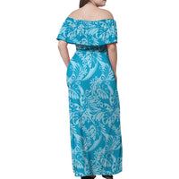 Tahiti Ninamu Tiare Floral Family Matching Off Shoulder Maxi Dress and Hawaiian Shirt Monstera Palm Tropical Leaves LT01 - Polynesian Pride