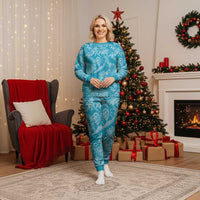 Tahiti Ninamu Tiare Floral Christmas Pajama Set Monstera Palm Tropical Leaves - Polynesian Pride