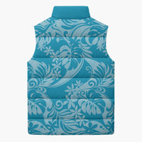 Tahiti Ninamu Tiare Floral Sleeveless Puffer Jacket Monstera Palm Tropical Leaves - Polynesian Pride