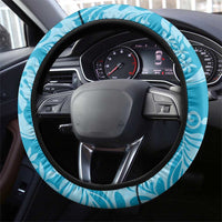 Tahiti Ninamu Tiare Floral Steering Wheel Cover Monstera Palm Tropical Leaves - Polynesian Pride