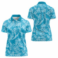 Tahiti Ninamu Tiare Floral Women Polo Shirt Monstera Palm Tropical Leaves LT01 - Polynesian Pride