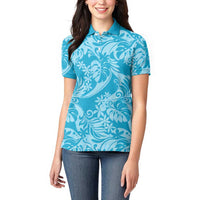 Tahiti Ninamu Tiare Floral Women Polo Shirt Monstera Palm Tropical Leaves LT01 - Polynesian Pride