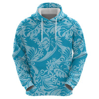 Tahiti Ninamu Tiare Floral Zip Hoodie Monstera Palm Tropical Leaves - Polynesian Pride