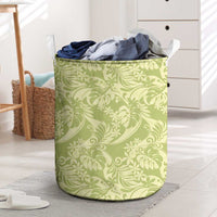 Tahiti Olive Tiare Floral Laundry Basket Monstera Palm Tropical Leaves - Polynesian Pride
