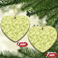 Tahiti Olive Tiare Floral Ceramic Ornament Monstera Palm Tropical Leaves - Polynesian Pride