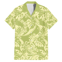 Tahiti Olive Tiare Floral Family Matching Off Shoulder Maxi Dress and Hawaiian Shirt Monstera Palm Tropical Leaves LT01 Dad's Shirt - Short Sleeve Olive - Polynesian Pride