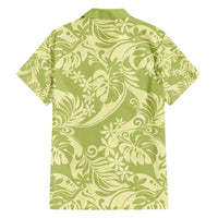 Tahiti Olive Tiare Floral Family Matching Short Sleeve Bodycon Dress and Hawaiian Shirt Monstera Palm Tropical Leaves LT01 - Polynesian Pride