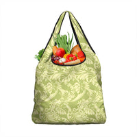 Tahiti Olive Tiare Floral Grocery Bag Monstera Palm Tropical Leaves - Polynesian Pride