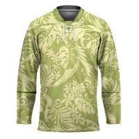 Tahiti Olive Tiare Floral Hockey Jersey Monstera Palm Tropical Leaves - Polynesian Pride