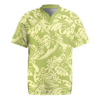 Tahiti Olive Tiare Floral Rugby Jersey Monstera Palm Tropical Leaves LT01 Olive - Polynesian Pride
