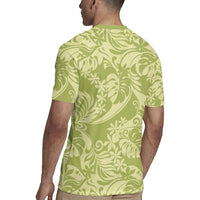 Tahiti Olive Tiare Floral Rugby Jersey Monstera Palm Tropical Leaves LT01 - Polynesian Pride