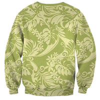Tahiti Olive Tiare Floral Sweatshirt Monstera Palm Tropical Leaves - Polynesian Pride