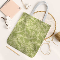 Tahiti Olive Tiare Floral Tote Bag Monstera Palm Tropical Leaves - Polynesian Pride