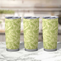 Tahiti Olive Tiare Floral Tumbler Cup Monstera Palm Tropical Leaves - Polynesian Pride