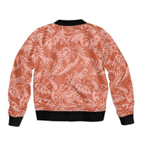 Tahiti Puatou Tiare Floral Bomber Jacket Monstera Palm Tropical Leaves - Polynesian Pride