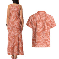 Tahiti Puatou Tiare Floral Couples Matching Tank Maxi Dress and Hawaiian Shirt Monstera Palm Tropical Leaves - Polynesian Pride