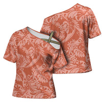 Tahiti Puatou Tiare Floral Cross Shoulder Shirt Monstera Palm Tropical Leaves - Polynesian Pride