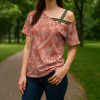 Tahiti Puatou Tiare Floral Cross Shoulder Shirt Monstera Palm Tropical Leaves - Polynesian Pride