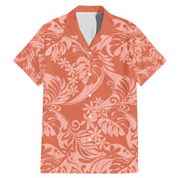 Tahiti Puatou Tiare Floral Family Matching Mermaid Dress and Hawaiian Shirt Monstera Palm Tropical Leaves LT01 Dad's Shirt - Short Sleeve Orange - Polynesian Pride