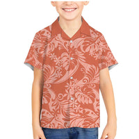 Tahiti Puatou Tiare Floral Family Matching Mermaid Dress and Hawaiian Shirt Monstera Palm Tropical Leaves LT01 Son's Shirt Orange - Polynesian Pride