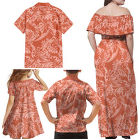 Tahiti Puatou Tiare Floral Family Matching Off Shoulder Maxi Dress and Hawaiian Shirt Monstera Palm Tropical Leaves LT01 - Polynesian Pride