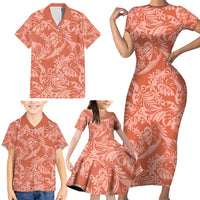 Tahiti Puatou Tiare Floral Family Matching Short Sleeve Bodycon Dress and Hawaiian Shirt Monstera Palm Tropical Leaves LT01 - Polynesian Pride
