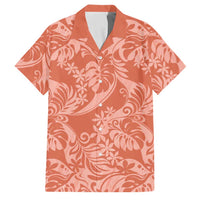Tahiti Puatou Tiare Floral Family Matching Short Sleeve Bodycon Dress and Hawaiian Shirt Monstera Palm Tropical Leaves LT01 Dad's Shirt - Short Sleeve Orange - Polynesian Pride