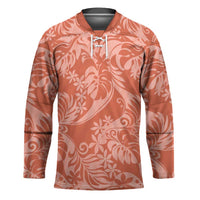 Tahiti Puatou Tiare Floral Hockey Jersey Monstera Palm Tropical Leaves LT01 Unisex Orange - Polynesian Pride