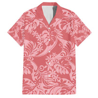 Tahiti Tarona Tiare Floral Family Matching Long Sleeve Bodycon Dress and Hawaiian Shirt Monstera Palm Tropical Leaves LT01 Dad's Shirt - Short Sleeve Pink - Polynesian Pride