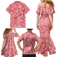 Tahiti Tarona Tiare Floral Family Matching Mermaid Dress and Hawaiian Shirt Monstera Palm Tropical Leaves LT01 - Polynesian Pride