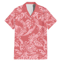 Tahiti Tarona Tiare Floral Family Matching Mermaid Dress and Hawaiian Shirt Monstera Palm Tropical Leaves LT01 Dad's Shirt - Short Sleeve Pink - Polynesian Pride