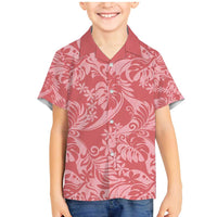 Tahiti Tarona Tiare Floral Family Matching Mermaid Dress and Hawaiian Shirt Monstera Palm Tropical Leaves LT01 Son's Shirt Pink - Polynesian Pride