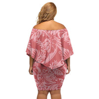 Tahiti Tarona Tiare Floral Family Matching Off Shoulder Short Dress and Hawaiian Shirt Monstera Palm Tropical Leaves LT01 - Polynesian Pride