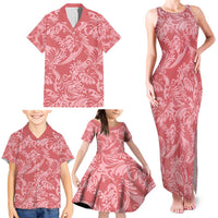 Tahiti Tarona Tiare Floral Family Matching Tank Maxi Dress and Hawaiian Shirt Monstera Palm Tropical Leaves LT01 - Polynesian Pride