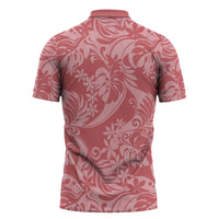 Tahiti Tarona Tiare Floral Zipper Polo Shirt Monstera Palm Tropical Leaves - Polynesian Pride