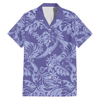 Tahiti Vareau Tiare Floral Family Matching Mermaid Dress and Hawaiian Shirt Monstera Palm Tropical Leaves LT01 Dad's Shirt - Short Sleeve Purple - Polynesian Pride