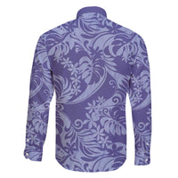 Tahiti Vareau Tiare Floral Family Matching Off The Shoulder Long Sleeve Dress and Hawaiian Shirt Monstera Palm Tropical Leaves - Polynesian Pride