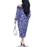 Tahiti Vareau Tiare Floral Family Matching Off The Shoulder Long Sleeve Dress and Hawaiian Shirt Monstera Palm Tropical Leaves LT01 - Polynesian Pride