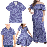 Tahiti Vareau Tiare Floral Family Matching Off Shoulder Maxi Dress and Hawaiian Shirt Monstera Palm Tropical Leaves LT01 - Polynesian Pride