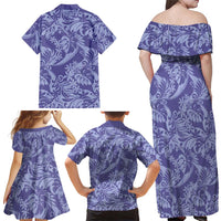 Tahiti Vareau Tiare Floral Family Matching Off Shoulder Maxi Dress and Hawaiian Shirt Monstera Palm Tropical Leaves LT01 - Polynesian Pride
