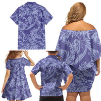 Tahiti Vareau Tiare Floral Family Matching Off Shoulder Short Dress and Hawaiian Shirt Monstera Palm Tropical Leaves LT01 - Polynesian Pride