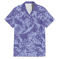 Tahiti Vareau Tiare Floral Family Matching Summer Maxi Dress and Hawaiian Shirt Monstera Palm Tropical Leaves LT01 Dad's Shirt - Short Sleeve Purple - Polynesian Pride