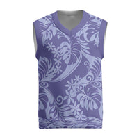 Tahiti Vareau Tiare Floral Christmas Knitted V-Neck Vest Monstera Palm Tropical Leaves - Polynesian Pride