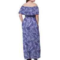 Tahiti Vareau Tiare Floral Off Shoulder Maxi Dress Monstera Palm Tropical Leaves - Polynesian Pride