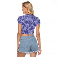 Tahiti Vareau Tiare Floral Raglan Cropped T Shirt Monstera Palm Tropical Leaves - Polynesian Pride