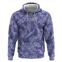Tahiti Vareau Tiare Floral Zip Hoodie Monstera Palm Tropical Leaves - Polynesian Pride