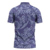 Tahiti Vareau Tiare Floral Zipper Polo Shirt Monstera Palm Tropical Leaves - Polynesian Pride