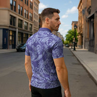 Tahiti Vareau Tiare Floral Zipper Polo Shirt Monstera Palm Tropical Leaves LT01 - Polynesian Pride