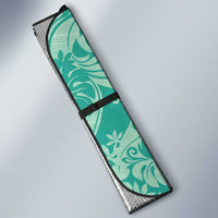 Tahiti Teal Tiare Floral Auto Sun Shade Monstera Palm Tropical Leaves - Polynesian Pride